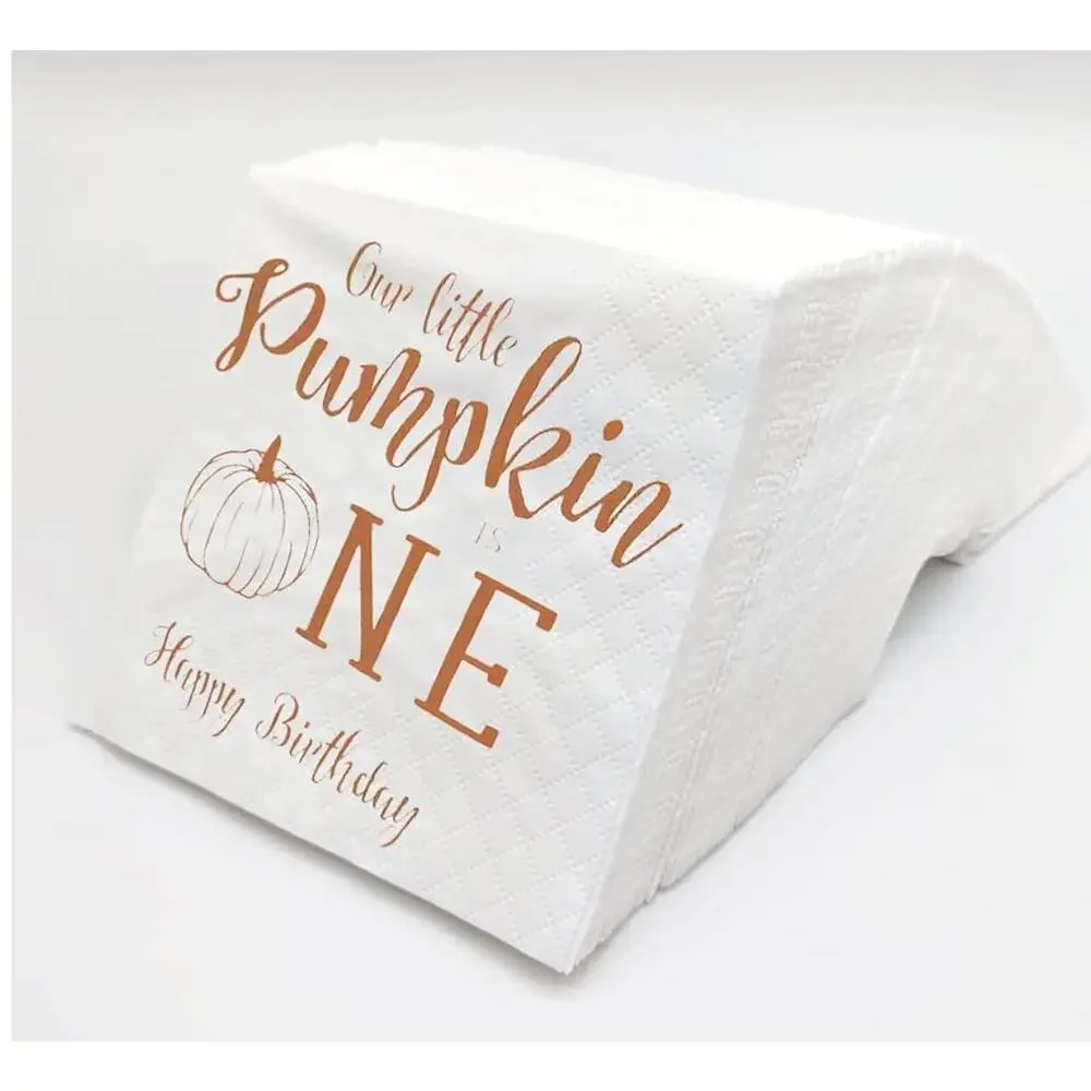 Our little Pumpkin is ONE Birthday 100 Cocktail Napkins by Sharkbliss